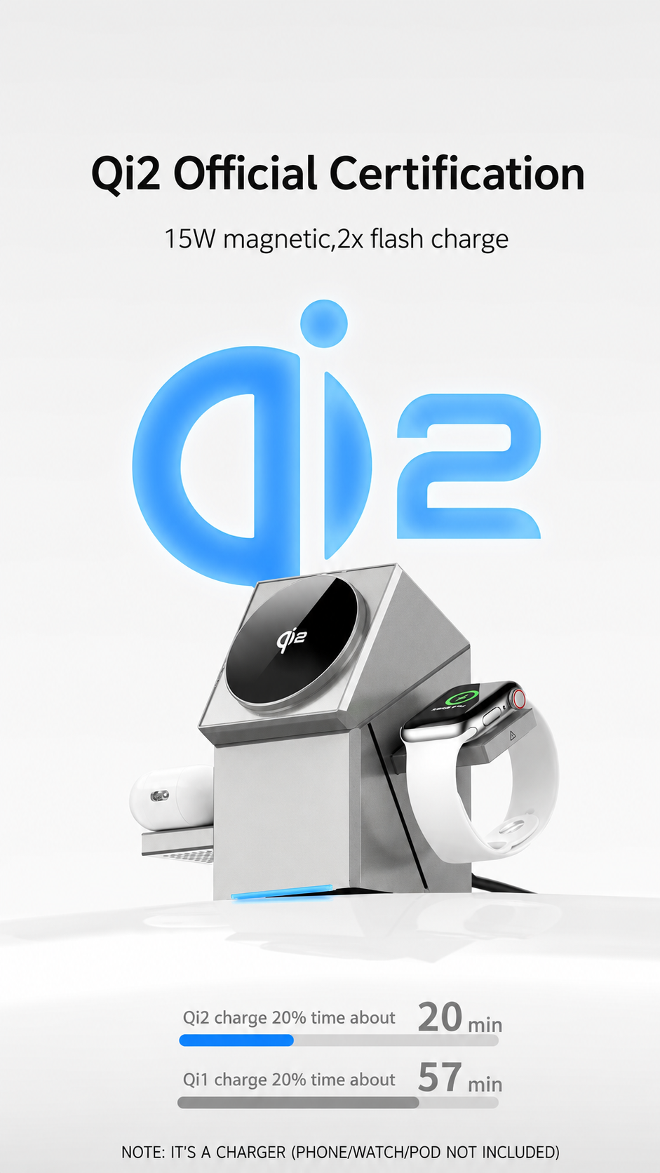 Premium 3-in-1 Qi2 Magnetic Wireless Charging Station