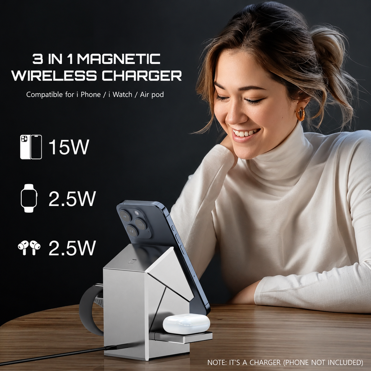 Premium 3-in-1 Qi2 Magnetic Wireless Charging Station