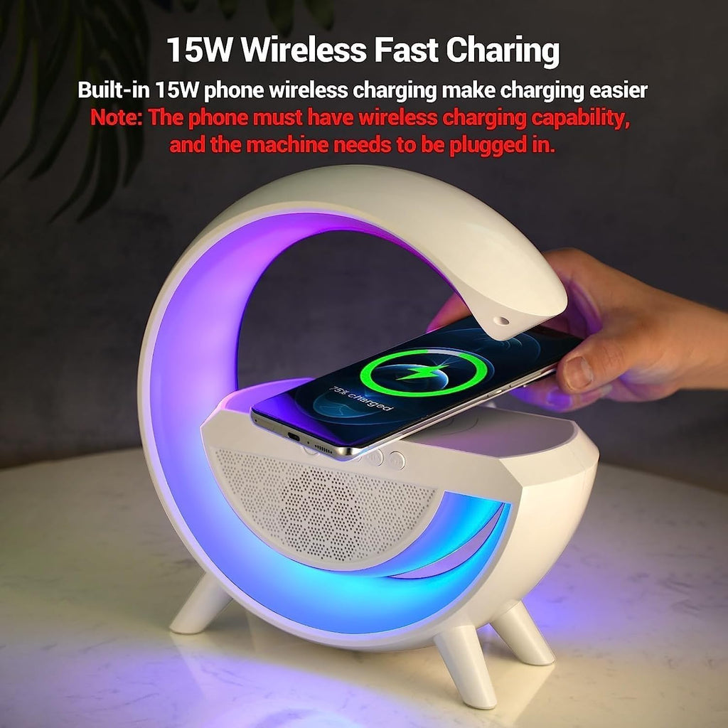 4-in-1 RGB Wireless Charging Bluetooth Speaker Lamp with Ambient LED Night Light