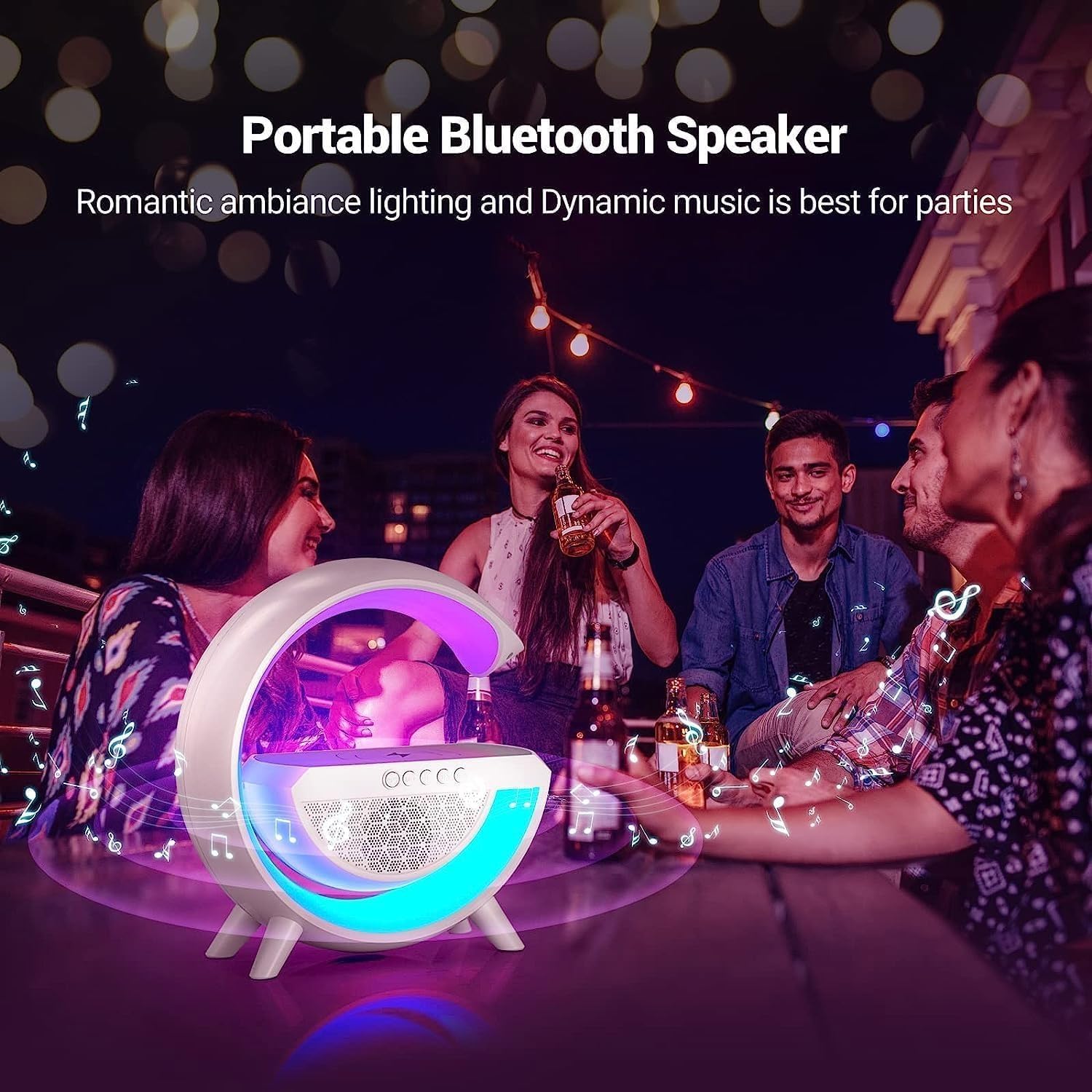 4-in-1 RGB Wireless Charging Bluetooth Speaker Lamp with Ambient LED Night Light