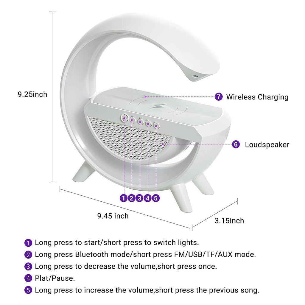 4-in-1 RGB Wireless Charging Bluetooth Speaker Lamp with Ambient LED Night Light